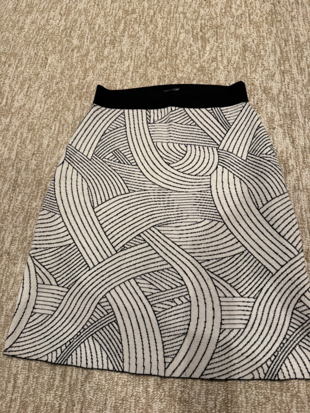 Maeve Anthropologie Black and White Graphic A-Line Skirt